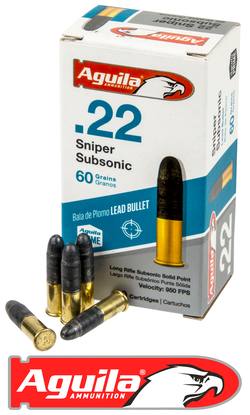 Buy Aguila 22LR Sniper Subsonic 60gr Solid Lead Point 950fps in NZ New Zealand.